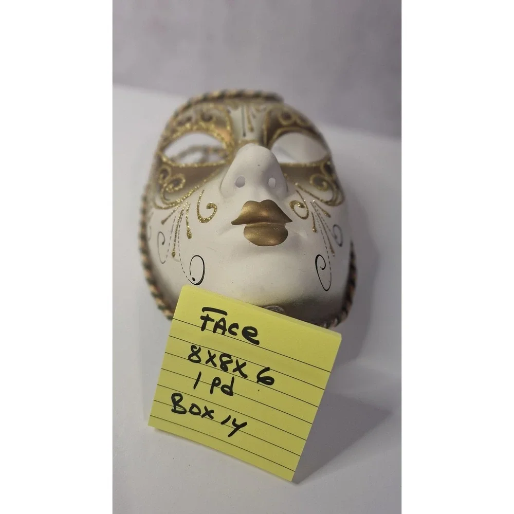 Papier-Mâché Decorative Mask,Venetian-Style Masquerade Maskwith Gold and Cream